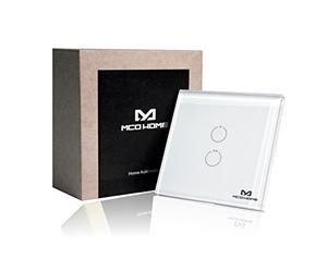 MCO Home Z-Wave Smart Touch Panel Switch, deux boutons, MH-S412, Blanc