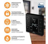 MCO Home Z-Wave Thermostat De Salle Noir Pour Chauffage Par Le Sol Infrarouge