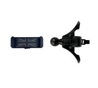 MCOAORN Support de téléphone de voiture pour Mini Cooper R50/R52/R53 - Support de téléphone rond à ventilation d'air pour iPhone et smartphones - Poignée mains libres - Noir Union Jack