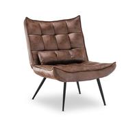 MCombo 4779-1 Fauteuil de Relaxation Moderne pour Salon avec Coussin de Taille rétro Vintage Chaise de Lecture Siège de Salon Fauteuil rembourré sans Tabouret en Microfibre Marron