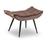 MCombo 4779-2 Tabouret repose-pieds avec pieds en métal, tabouret ottoman, coiffeuse élégante pour salon, chambre à coucher, carré, 40 x 69 cm, microfibre marron