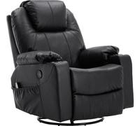 MCombo Cuir Fauteuil de massage Fauteuil TV Fauteuil Relax Rotation Balançoire Chauffage USB Réglable manuellement Cuir véritable 7050BK