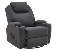 MCombo Fauteuil de Massage Fauteuil TV Fauteuil Relax 7020, avec Chauffage Rotatif basculant 360°, réglable manuellement (Microfibre Gris foncé)
