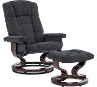 MCombo Fauteuil relax avec pouf, fauteuil TV pivotant à 360° avec fonction chaise longue, fauteuil TV pouvant supporter jusqu'à 120 Kg, fauteuil de repos moderne pour le salon, microfibre, 9019 (Tissu