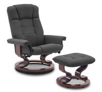 MCombo Fauteuil relax avec pouf, fauteuil TV pivotant à 360° avec fonction chaise longue, fauteuil TV pouvant supporter jusqu'à 120 Kg, fauteuil de repos moderne pour le salon, similicuir, 9019MB (gri