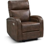 MCombo Fauteuil Relax Électrique pour Les Petits Espaces, Fauteuil Dos au Mur Gain de Place, avec Repose-Pieds Allongé, Ports USB & Type-C, Fauteuil Confort pour Salon en Similicuir, PR644, Marron