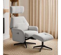 MCombo Fauteuil Relax Inclinable Pivotant avec Pouf, Appuie-Tête Réglable