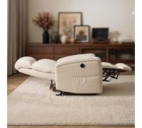 MCombo Fauteuil Releveur Électrique pour Seniors avec 2 Moteurs OKIN, Fauteuil Relax Moderne pour Salon avec Réglage Indépendant, Position Allongée 180°, 2 Ports USB (Beige)