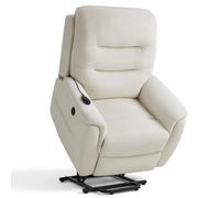 MCombo Fauteuil Releveur Électrique pour Seniors, Fauteuil Relax Moderne pour Salon, Massant et Chauffant avec Position TV, Massage par Vibrations, Chauffage Lombaire et 2 Ports USB (Beige, Moyen)