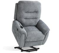 MCombo Fauteuil Releveur Électrique pour Seniors, Fauteuil Relax Moderne pour Salon, Massant et Chauffant avec Position TV, Massage par Vibrations, Chauffage Lombaire et 2 Ports USB (Gris,Moyen)