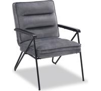 MCombo Gris Fauteuil relax, fauteuil rembourré confortable, fauteuil de salon moderne, fauteuil TV, velours, 4750-1 (sans pouf)