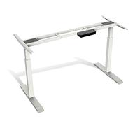 Mcombo Table de bureau électrique réglable en hauteur avec 2 moteurs, télescope à 2 positions, contrôle de mémoire (blanc) pour tout bureau