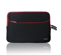 mCoque Double Couleur Néoprène Sacoche/Étui/Housse avec Une Poche de Accessoire pour 11-12 Pouce Ordinateur Portable (Noir avec Bordure Rouge)