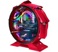Mcorb Rouge, Boîtier Pc Gaming Micro-Atx Xl, Design Circulaire Custom, Double Vitrage Trempé[ZHB0745]