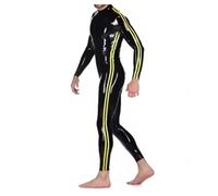 MCORKHUEIRGH Combinaison moulante rayée pour homme 100 % latex 0,4 mm Cosplay d'Halloween, noir, XL