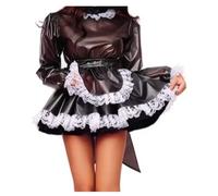 MCORKHUEIRGH Tablier gothique verrouillable en PVC avec fermeture pour adulte Noir XL