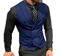 Mcoskly Vestes de costume à double boutonnage pour homme, gilets d'affaires décontractés, gilet coupe ajustée, pour mariage, marié, rendez-vous, bleu royal, X-Small