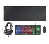 Mcp-Rgb3,Ensemble Clavier Gaming Fixe Rgb+Souris Gaming Rgb Flow 3200 Dpi+Casque Over-Ear Rgb+Tapis De Souris Xxl,Noir,Langue Fran
