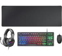 Mcp-Rgb3, Ensemble Clavier Gaming Fixe Rgb + Souris Gaming Rgb Flow 3200 Dpi + Casque Over-Ear Rgb + Tapis De Souris Xxl, Noir, Langue Française