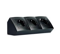 McPower Bloc multiprises encastrables | Flair | Multiprise d'angle 3 prises + USB-C/A, câble de 15 cm avec pince de raccordement, 230 V~ / 16 A, montage en saillie, noir mat