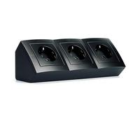 McPower Flair Bloc multiprise d'angle à 3 prises avec contact de protection, câble de 15 cm avec borne de lustre, 230 V/16 A, montage en saillie, noir mat