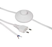 McPower Câble d'alimentation européen avec Interrupteur à Pied et extrémités Blanches 2 m