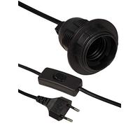 McPower Câble d'alimentation européen avec Interrupteur et Douille E27, 3,5 m, idéal pour Lampes et luminaires | Rénovation (Noir)
