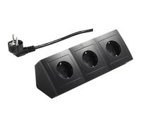 McPower Flair Bloc multiprise d'angle 3 prises avec contact de protection, câble de 2 m avec prise, 250 V/16 A, montage en saillie, noir mat