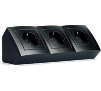 Mcpower Flair Bloc Multiprise D'Angle À 3 Prises Avec Contact De Protection, Câble De 15 Cm Avec Borne De Lustre, 230 V/16 A, Montage En Saillie, Noir Mat