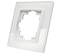 McPower Flair Cadre en Verre - 1 Prise - Blanc - Design Moderne - Verre de qualité supérieure - Idéal comme Cadre d'interrupteur - Cadre de Prise - 90 x 90 mm - Intérieur : 56 mm - Profondeur : 10 mm
