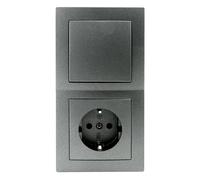 McPower Flair Lot de 3 prises murales professionnelles pour porte 2 compartiments avec interrupteur, raccord de serrage gris foncé anthracite, mat