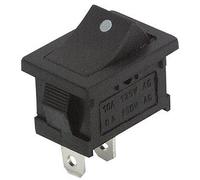 McPower Mini Interrupteur à Bascule - 2 pôles - Montage par encliquetage - Bascule Noire avec Point - 250 V/6 A - Fiche Plate 4,8 mm - Dimensions d'encastrement : 13 x 19,2 mm