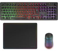 MCPWX,Combo Gaming sans Fil,Technologie DualPro Link 2.4GPRO,Clavier Complet FRGB avec Contrôle Multimédia + Souris RGB 3200DPI + Tapis Antidérapant 360x260mm,Noir,Italien