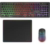Mcpwx, Combo Gaming Sans Fil, Technologie Dualpro Link 2.4Gpro, Clavier Complet Frgb Avec Contrôle Multimédia + Souris Rgb 3200Dpi + Tapis Antidérapant 360X260Mm, Noir, Anglais Us