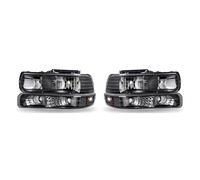 MCQNDS Pour Chevrolet Pour Silverado 1500 2500 1999 2000 2001 2002 Phares DRL Feux De Signalisation D'angle Boîtier Lentille Transparente(Black Left Right)