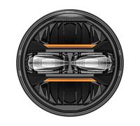 MCQNDS Pour Phare Moto Universel Rond Jaune DRL 5.75 Pouces Ensemble De Phare(Black)