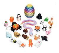 MCQWOMFQAK 19 Pcs 3D Printed Articulated Snake Inside Egg Fidget Toy Keychain for Home Bathroom Desk Decor Christmas Halloween Party Gift Idea(3D Printed Animal 03)