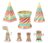 MCQWOMFQAK 3PCS 3D Printed Spiral Cone Fidget Toy Impossible Design Geometric Sculpture Stress Relief Desk Puzzle Unique Novelty Gift(Candy Color-2)