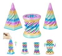 MCQWOMFQAK 3PCS 3D Printed Spiral Cone Fidget Toy Impossible Design Geometric Sculpture Stress Relief Desk Puzzle Unique Novelty Gift(Candy Color-1)