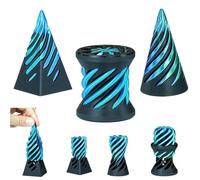 MCQWOMFQAK 3PCS Impossible Pyramid Cone 3D Printed Spiral Fidget Sculpture Mind Teasing Puzzle Stress Relief Toy Unique Office Decor(Green+Black)