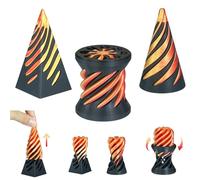 MCQWOMFQAK 3PCS Impossible Pyramid Cone 3D Printed Spiral Fidget Sculpture Mind Teasing Puzzle Stress Relief Toy Unique Office Decor(Black Gold)