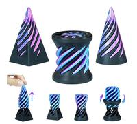 MCQWOMFQAK 3PCS Spiral Cone Impossible Object 3D Printed Fidget Sculpture Geometric Puzzle for Stress Relief and Focus Unique Gift Idea(Purple+Black)