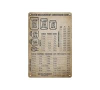 MCQWOMFQAK Baking Conversion Chart Kitchen Cheat Sheet For Measurements Cups To Grams Oz Vintage Aluminum Sign Baker Gift Kitchen Wall Art 8 X 12 in