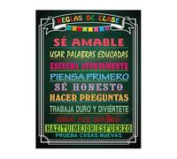MCQWOMFQAK Bilingual Classroom Decor Spanish Motivational Rules Poster for Elementary and High School Teachers(Framed,08x12inch(20x30cm))