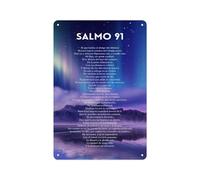 MCQWOMFQAK Inspirational Spanish Bible Art Salmo 91 Protective Psalm Quote On Weathered Aluminum Sign For Faith Based Gift And Wall Art 8 X 12 in