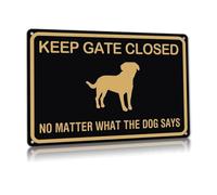 MCQWOMFQAK Please Keep Gate Closed Dogs in Yard Sign Vintage Metal Tin Sign Rustic Pet Warning Plaque for Garden Fence or Backyard Retro Farmhouse Home Decor Dog Lover Gift 8 X 12 in
