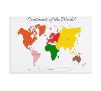 MCQWOMFQAK Seven Continents Poster World Map Reference Chart Wall Hanging(Framed,16X24inch(40X60cm))