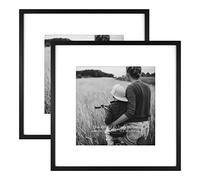 MCS Cadre Photo Carré East Village 45,7 x 45,7 cm avec Passe-Partout, Finition Noire en Bois Naturel, Fixation Murale et Support de Table, Cadre pour Photos, Posters et Œuvres d'Art (Lot de 2)