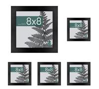 MCS Cadre Photo Studio Gallery 20,3 x 20,3 cm, Aspect Bois Noir, Bois MDF, Fixation Murale et Support de Table, Petit Cadre Photo pour Photos, Souvenirs et Décoration (Lot de 5)