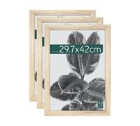 MCS Cadre Photo Studio Gallery A3 29,7 x 42,0 cm, Aspect Bois Naturel, Bois MDF, Fixation Murale Verticale et Horizontale, Grand Cadre Photo pour Photos, Posters et Œuvres d'Art (Lot de 3)